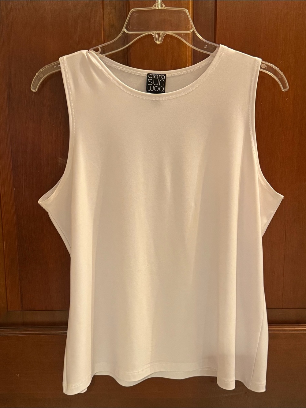 Clara Sun Woo White Sleeveless Crewneck Top